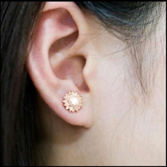 18K Gold Diamond Earrings - Picture 3 of 4